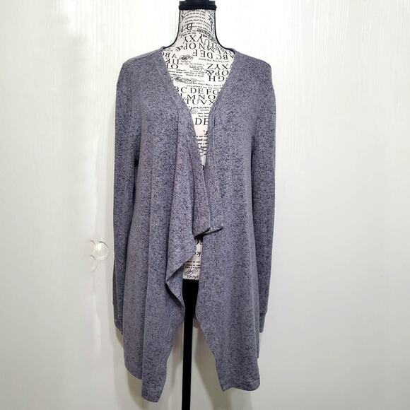 Juicy Couture Grey Open Drape Cardigan Sheer Back Panel Long Sleeve Medium - Picture 2 of 9
